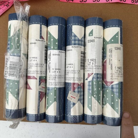 Lot Of 6 Packs Of Sunworthy Vintage Wallpaper Border Geometric Country Quilt - Picture 3 of 6